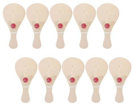 SOLUSTRE 10-teiliges Holz-paddelball-set mit Schnur, Unbemalte Paddelball-bretter für Kinder, Bastelset zum Bemalen Und Ausmalen