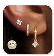 14K Gold Stud Hoop Earrings Set for Women Earrings Stacks Dainty Small Hoop Earring-s Sets For Multiple Piercing Hypoallergenic Dangle Cartilage Huggie Hoop Earring-s Gold Jewelry for Women Gifts