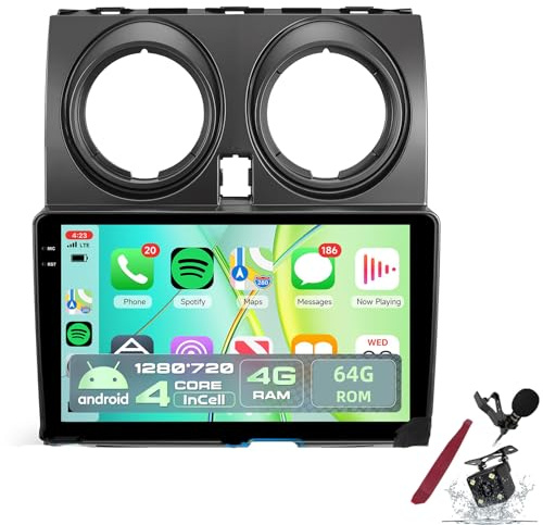 PLKEQS Autoradio 4G 64G per N-issan Qashqai J10 2006-2016 CarPlay Android Auto, Radio Auto Android 15 con Schermo Touch 9'' in-Cell/GPS/Bluetooth 5.0/FM RDS/EQ/Wi-Fi/Telecamera,K5 PRO