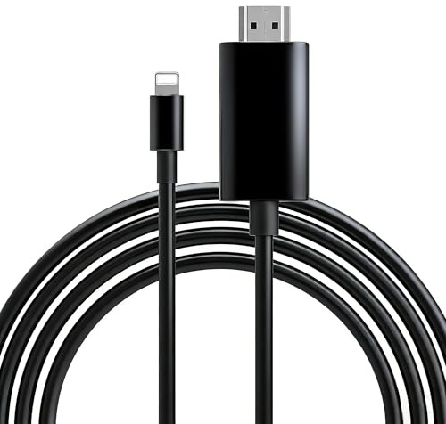 Zhpamax [Certificato MFi] Cavo Lightning a HDMI • Cavo HDMI per iPhone a TV • Compatibile con iPhone 14, 13, 12, 11 a uscita TV • con display HD 1080P • Plug and Play/Nero/2 m