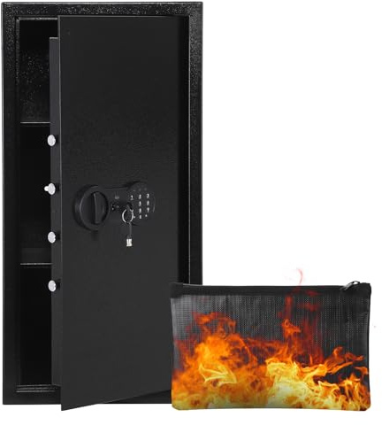 Garvee Stahl Sicherheitsbox mit Dual-Schließsystem, Safe Tresor mit Feuerfest, wasserdicht, Alarm, herausnehmbares Fach, Wand-/Bodenmontage – Für Geld, Schmuck, Dokumente, 700×350×300mm