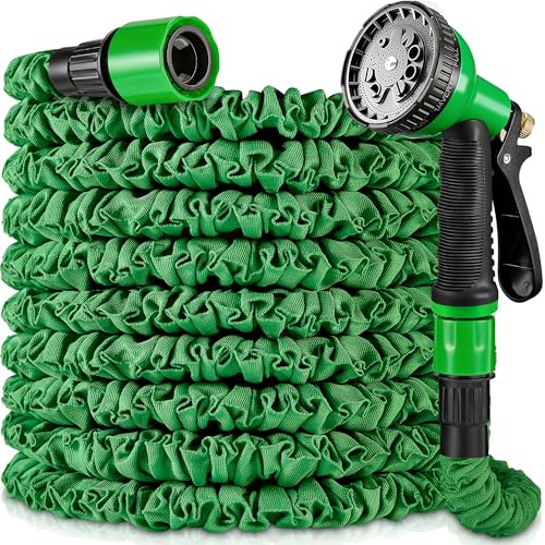 50 ft Expandable Garden Hose - Heavy Duty Expanding Water Hoses with 10 Spray Nozzle - Retractable,Flexible,Never Kink & Tangle Car Washing Pipe for Yard, Outdoor