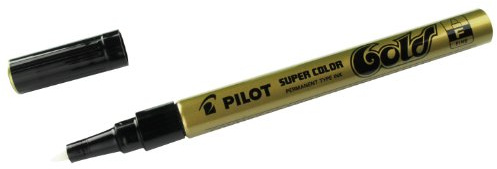 Pilot Super Colour Fine Marker Bullet 3.0 mm Tip - Gold, Box of 12
