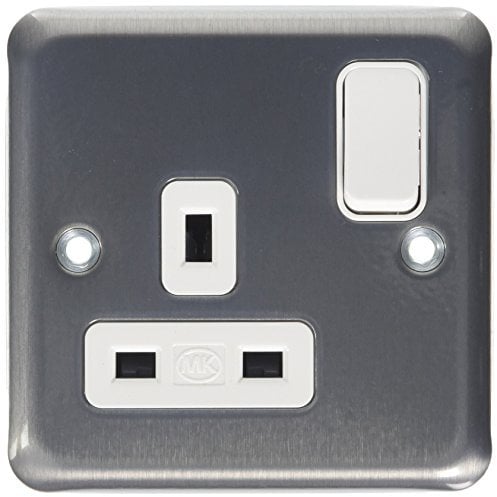 MK K2958BRC Single Dual Earth Switch Socket with Double Pole - Brushed Chrome
