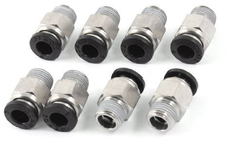 sourcingmap Pneumatique 6 mm, Tube de raccord rapide 1/8PT filetage Fittings Lot de 8