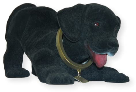 RAKSO Wackel Figur Hund Labrador schwarz Wackelfigur H 13 cm groß Dekofigur mit Wackelkopf