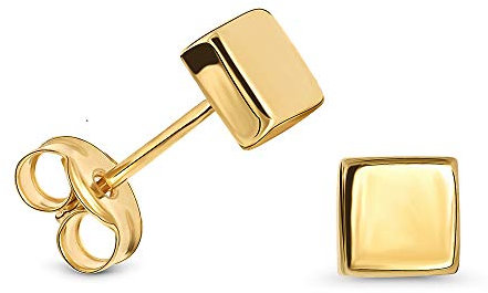 MIORE Schmuck, Ohrringe Damen, Ohrstecker Gold 9K Gelbgold, viereckige Goldohrstecker, Damenohrringe aus Echtgold, goldene Ohrstecker Damen Ohrschmuck