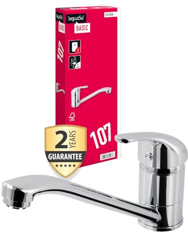 'aquaSu® Basic Einhandmischer Tiado für Küchenspüle | Niederdruck | Chrom | Wasserhahn | Einhebelmischer | Spüle