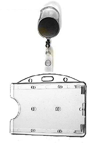 Waizmann.IDeaS® 1x Ausweisset - Ausweisjojo Jojo Zipper oval STAHLSEIL + Kartenhalter Daumeneingriff Kartenhülle Ausweis Hülle querformat horizontal GROSSE FARBAUSWAHL