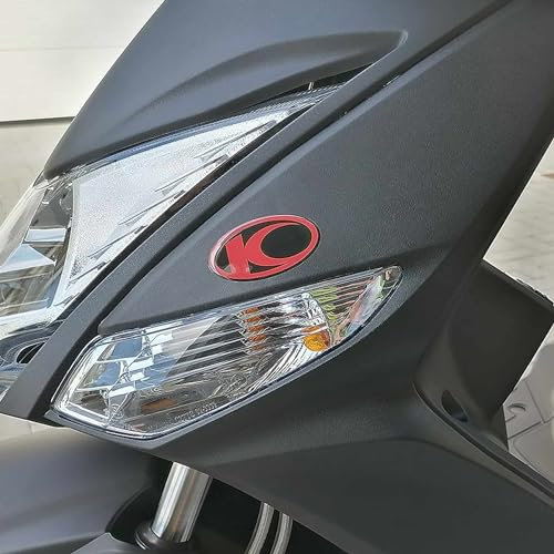 labelbike - 2 3D Gel Harz Aufkleber kompatibel für Kymco Xciting Scooter Black-RED Neu