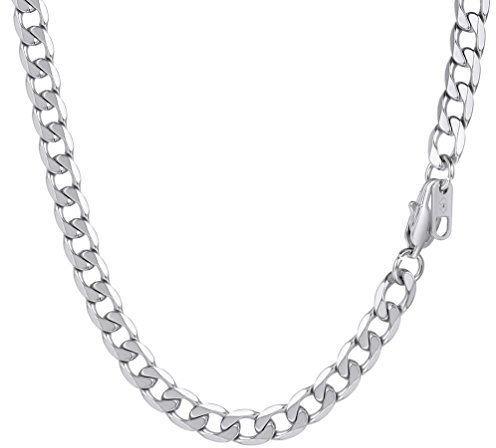 PROSTEEL Mens Cuban Chain Necklace, Curb Link Chains Silver/Gold Plated, 4mm/6mm/9mm/13mm Width, 18-30 Inches, Hip Hop Jewellery -Send Gift Box