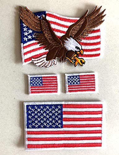 i-Patch - Patches - 0192 - USA - Flagge - Rechts - Sterne-n - Adler - Vereinigte-Staaten - US-Army - Mllitär-isches - Abzeichen - Applikation - Aufbügler - Flicken - Aufnäher - Sticker - Bügelbild