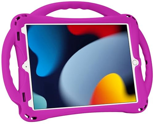 Adocham Funda infantil para iPad de 9ª/8ª/7ª generación (10.2 pulgadas), funda de silicona ligera para iPad 10.2 para niños 2021/2020/2019 (morado)