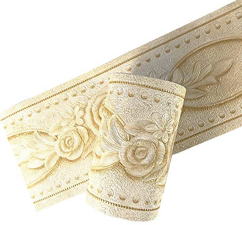 no-branded D-Simplemuji Yellow Peony 3D Self Adhesive Peel and Stick Waterproof Wall Border Easy to Apply 10CM by 5M