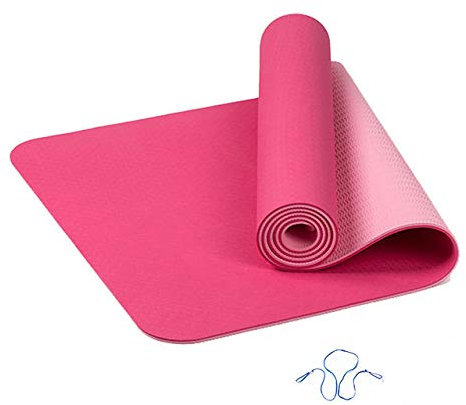 FANXIAN Tapis De Yogatapis De Yoga en TPE De Densité De 6 Mm, Coussin d'exercice, Tapis De Jeu pour Salle De Sport Pliable Antidérapant, Tapis De Jeu Au Sol Antidérapant, Rose, Chine