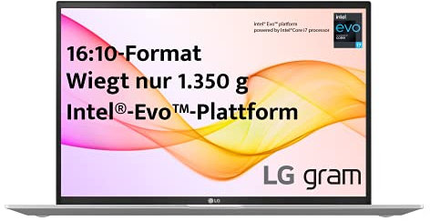 LG gram 17 Zoll Ultralight Notebook 2021 Edition - 1,35 kg leichter Intel Core i7 Laptop (16GB LPDDR4, 1 TB SSD, 19,5 h Akkulaufzeit, WQXGA IPS Display, Thunderbolt 4, Windows 10 Home) - Silber