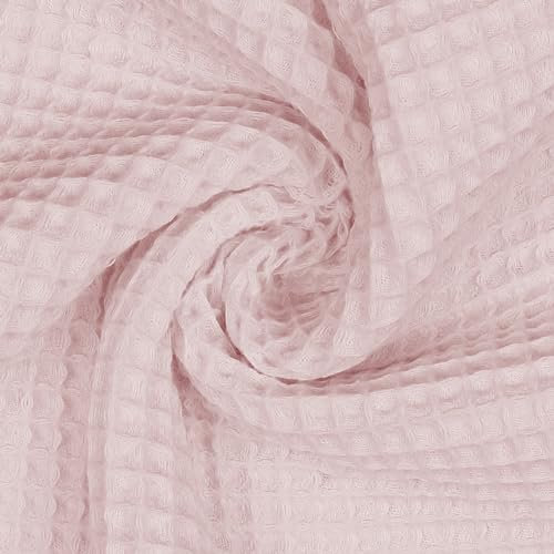 VmG-Store Waffelpique Meterware Waffel Stoff 100% Baumwollstoff Tex 100 (021 I Hell Rose, 100 x 150cm)