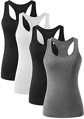 vislivin Workout Tanktops für Damen Racerback Yoga Tanks Basic Sportliche Activewear-4er Pack Schwarz/Weiß/Schwarz/Grau S-1