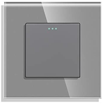 CNBINGO Cross Botón interruptores con puntos de tela fluorescentes, panel de pared Gris de cristal moderno, interruptor eléctrico de una sola capa, interruptor de 1 bandas de 3 vía, 10A 250V