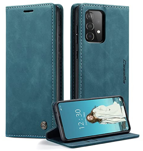caseme Handyhülle für Samsung Galaxy A52S 5G/A52 4G/5G Hülle Premium Leder Klappbar Flip Case Magnet Kartenfach Standfunktion Tasche Schutzhülle für Samsung Galaxy A52S 5G/A52 4G/5G - Blaugrün