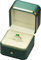 Ringbox für Hochzeit, Antrag, Verlobung, für Männer und Frauen, luxuriös, weiche Haptik, Premium-Grün, PU-Leder, Ringschmuck-Geschenk-Box mit elegantem Goldrand und goldfarbenem Knopf-Design,
