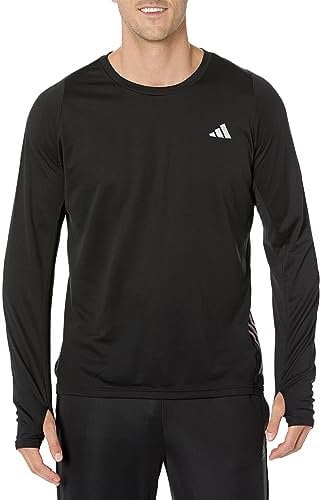 adidas Men's Run Icon 3-Stripes Long Sleeve T-Shirt, Black, S