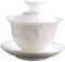 Relief Dragon Weiß Porzellan Gaiwan, Chinesisch geprägter Drachen-Stil Weiß Ceamic Gaiwan, Kung Fu Teeschale Traditionelle Teetasse (Phönix)