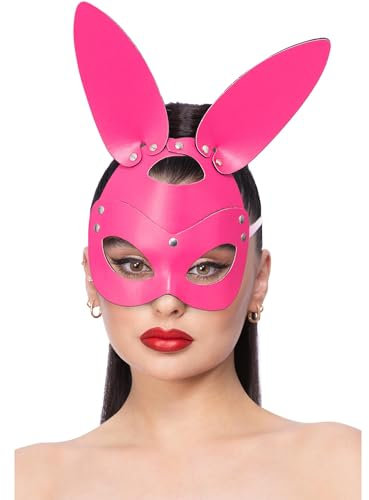 Smiffys Rosa Hasenmaske in Lederoptik, mit Schnalle Halloween