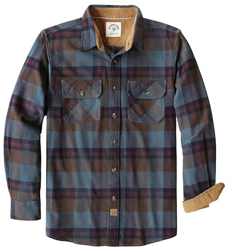Dubinik® Flanellhemd Herren Button Down Kariert Baumwollhemd Freizeithemd Hemd Herren Langarm mit Zwei Brusttasche