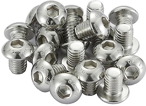 AMLOOPH M5 Bolts - M5 x 8mm Hex Socket Button Head Machine Bolts/Screws - Fully Threaded A2 304 Stainless Steel Hex Socket Screws (Pack Of 20)