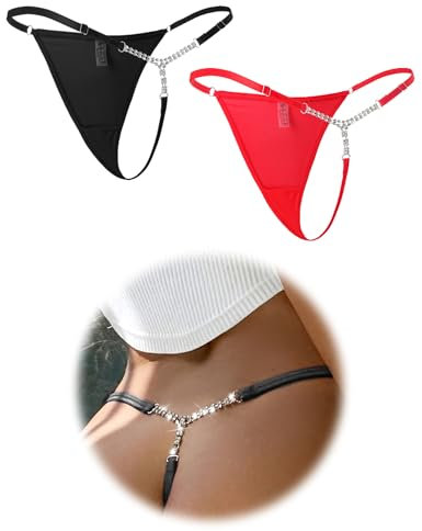 ohmydear Strings Tangas Sexy Mini Tanga Set Unterwäsche Frauen mit Glitzer G String Damen für Sex Spitze Micro String 2er Pack Tangas Set Große Größen