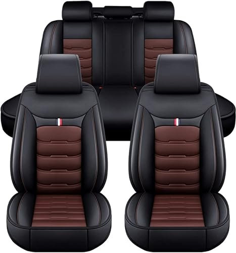 Full Set Auto Sitzbezüge für Hyundai Kona 1.6 Hybrid, Airbag kompatibel, wasserdicht, komplett vorne und hinten Schonbezüge,Black_Coffee