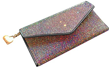 Portefeuille Porte Carte en Cuir Microfibre Pour Femme Multifonctionnel Porte-Monnaie Bling Bling Strass Étui Pour Carte Crédit Grande Capacité Longue Porte-Cartes pour Titulaire Carte Crédit Cash ID