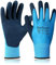 A406 5 Pairs Blue Waterproof Latex Coated Nylon Safety Work Gloves - Heavy Duty Grip Winter Builder Gloves (Medium/8)