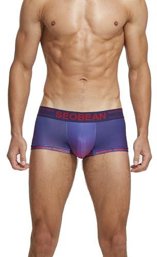 BEEMEN SEOBEAN Herren Boxershorts Low Rise aus Baumwolle – Elastische Mini Trunks Unterwäsche für Männer, Atmungsaktiv, Uni & Gradient Design