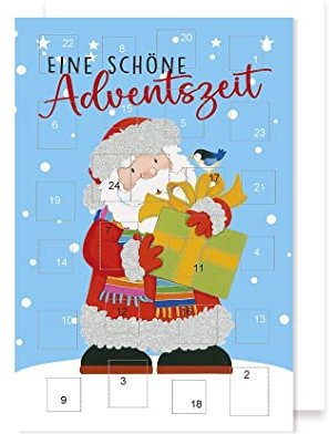 Adventskalender Weihnachten Karte Grußkarte Glitzer Nikolaus 16x11cm