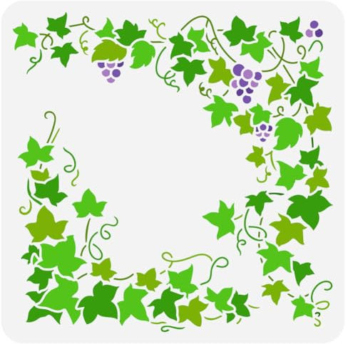 FINGERINSPIRE Efeuranken Bordüren Schablone 30x30 cm Efeu Rand Und Ecken Schablone Klassische Wandbordüren Blatt Schablone Ausgehöhlte Weinlaub Bastelschablone Zum Malen Auf Holzwandmöbeln