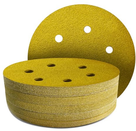 GZKTY Dischi Abrasivi 150mm, Set da 50 Pezzi, Grana 220, 6 Fori, per Levigatrice Orbitale, Carta abrasiva per levigatrice, Carta Vetrata per Legno