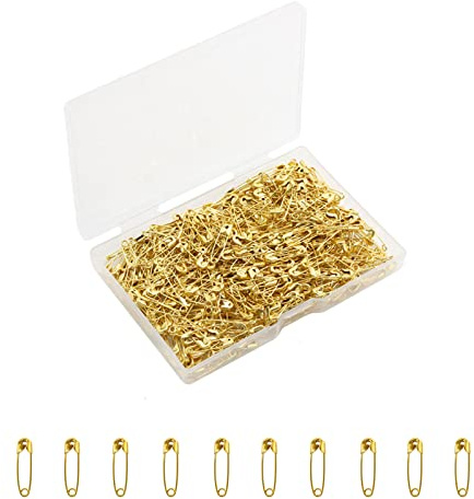 300 st säkerhetsnålar för kläder, minimetallnål, 19 mm, svart för hantverk, sömnad och smyckestillverkning (guld/låda)