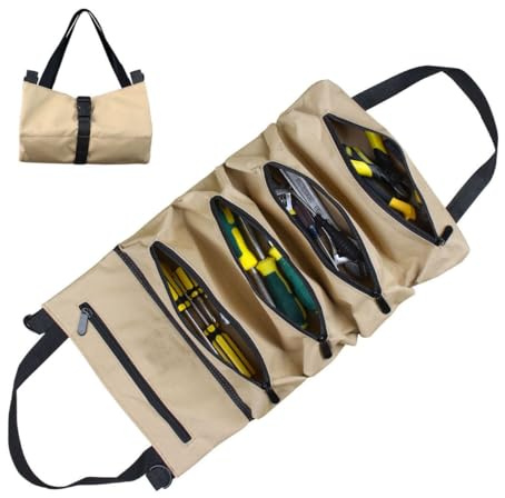 DZOZO Tool Roll Up Bag Tool Roll Up Pouch Tools Tote Carrier Tool Pouch Sling Tool Organizer Bucket Car Back Seat Organizer Wrench Roll Up Pouch Tool Roll Organizer Tool Roll Pouch
