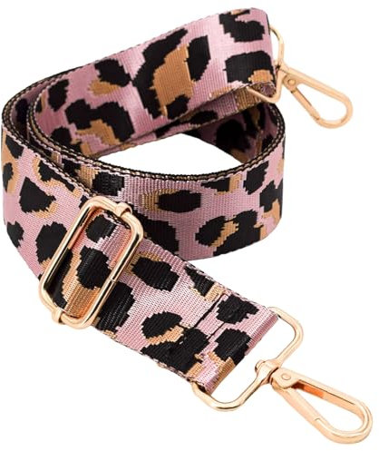 ROYGBCP Tragegurt für Geldbörsen, breiter verstellbarer Leopardenmuster Nylon Schultergurt, perfekt für den dauerhaften Gebrauch und Reisen geeignet