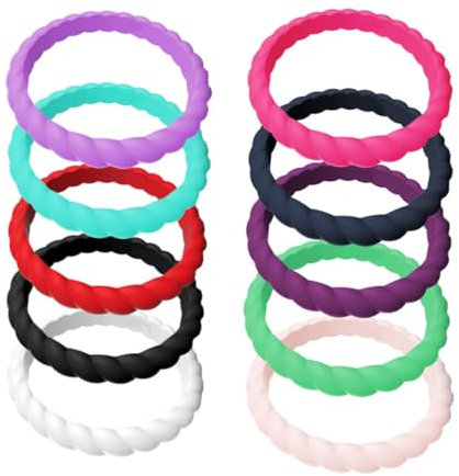 Mipcase Lot De 10 Bagues De Mariage En Silicone Pour Femme - Légères Résistantes À La Décoloration Tendance Et Confortables - Bijou Pour Femme