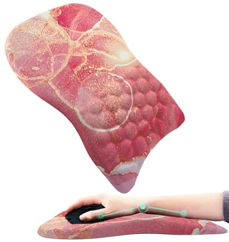 Tapis de souris ergonomique avec repose-poignet, design massant, pour soulager les douleurs du canal carpien, mousse à mémoire de forme, antidérapant, renflement de massage (rose)