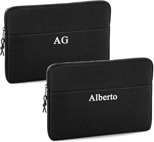 Regalisimos Funda para Portátil Ordenador Personalizada con Nombre o Inicial | 13 15 Pulgadas Personalizado con Nombre (Negro, 15''/15,6'')