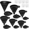 Alethron Trichter Küche, 6 Stück Trichter Faltbar, 4 Größen Silikon Trichter Klein Faltbarer Mini Trichter Set Schwarz für Bier Öl Flüssigkeiten Übertragung (S/M/L/XL)