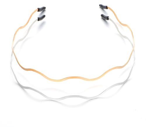 2 Stück Haarreif Gold Haarreif Gold Welle Haarreife Metall Dünne Haarreifen Metall Schmal Haarreifen Damen Metall Rutschfest Metall Haarband Für Fußball Laufen Sport Outdoor Make Up Haarschmuck