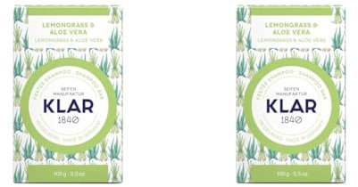 Klar Seifen festes Shampoo Lemongrass&Aloe Vera 100g (für fettiges Haar), geeignet für fettiges Haar und trockene Spitzen, 11071 (Packung mit 2)