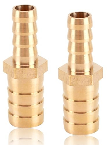 2 Stück Schlauchverbinder 12mm x 8mm Messing, Schlauch ID Messing Reduzierstück, Schlauchverbinder Adapter Messing, Messing Reduzierstück Schlauchverbinder gerade, für Wasserleitung und Olleitung