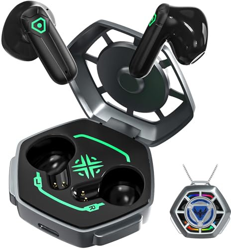 ANCwear Wireless Earbuds Bluetooth True Wireless Earbuds 20H Playtime mit DIY Stickern, In-Ear Earbuds mit Mikrofon für TV Smartphone Laptop, Mysterious Black Customizable Case für Gamer (Königsblau)