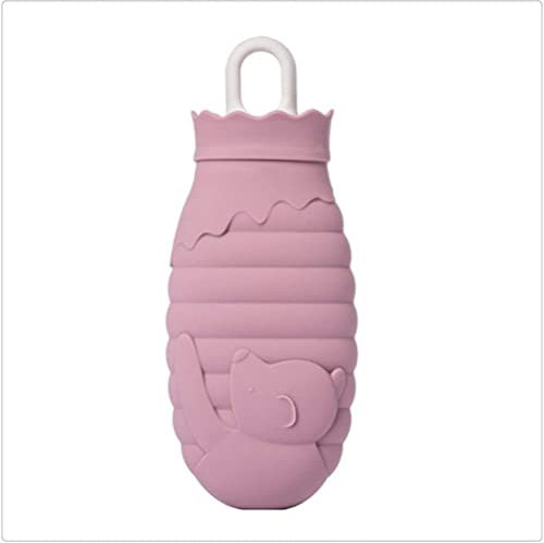 ZUOZUIYQ Bouillotte en Silicone Bouillotte Ours avec Couverture Tricotée Chauffage Micro-Ondes Bouteille en Silicone Sac Chaud (Couleur : C, Taille : L)